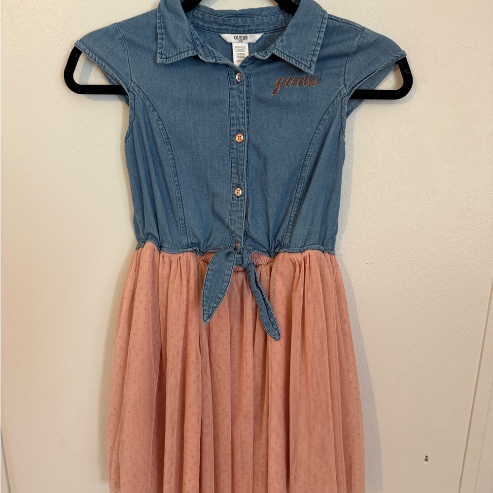 Guess Blue and Pink Sleeveless Polo Collar Sundress